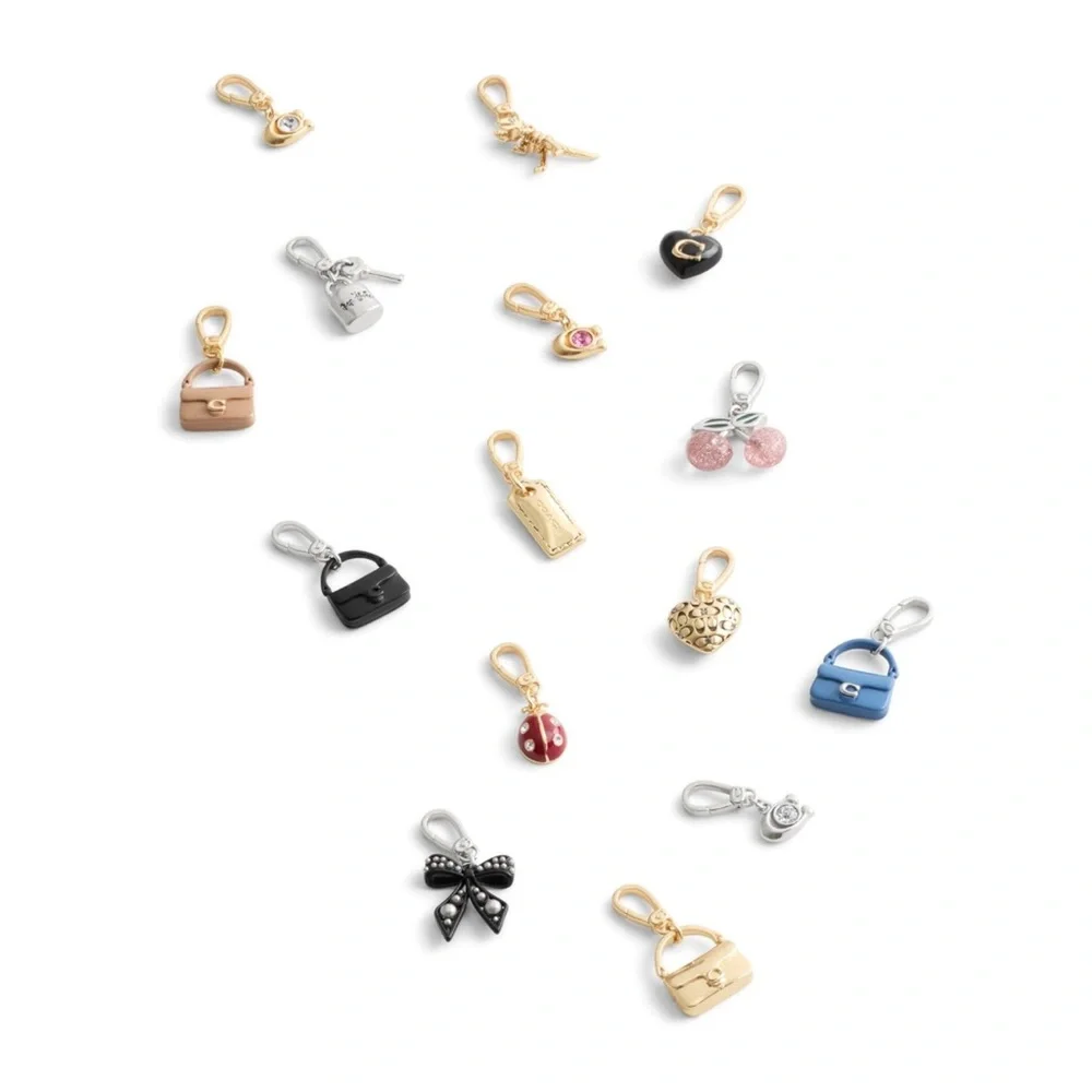 New Coach Silver Keychain / Jewelry Charm with Crystal Detail